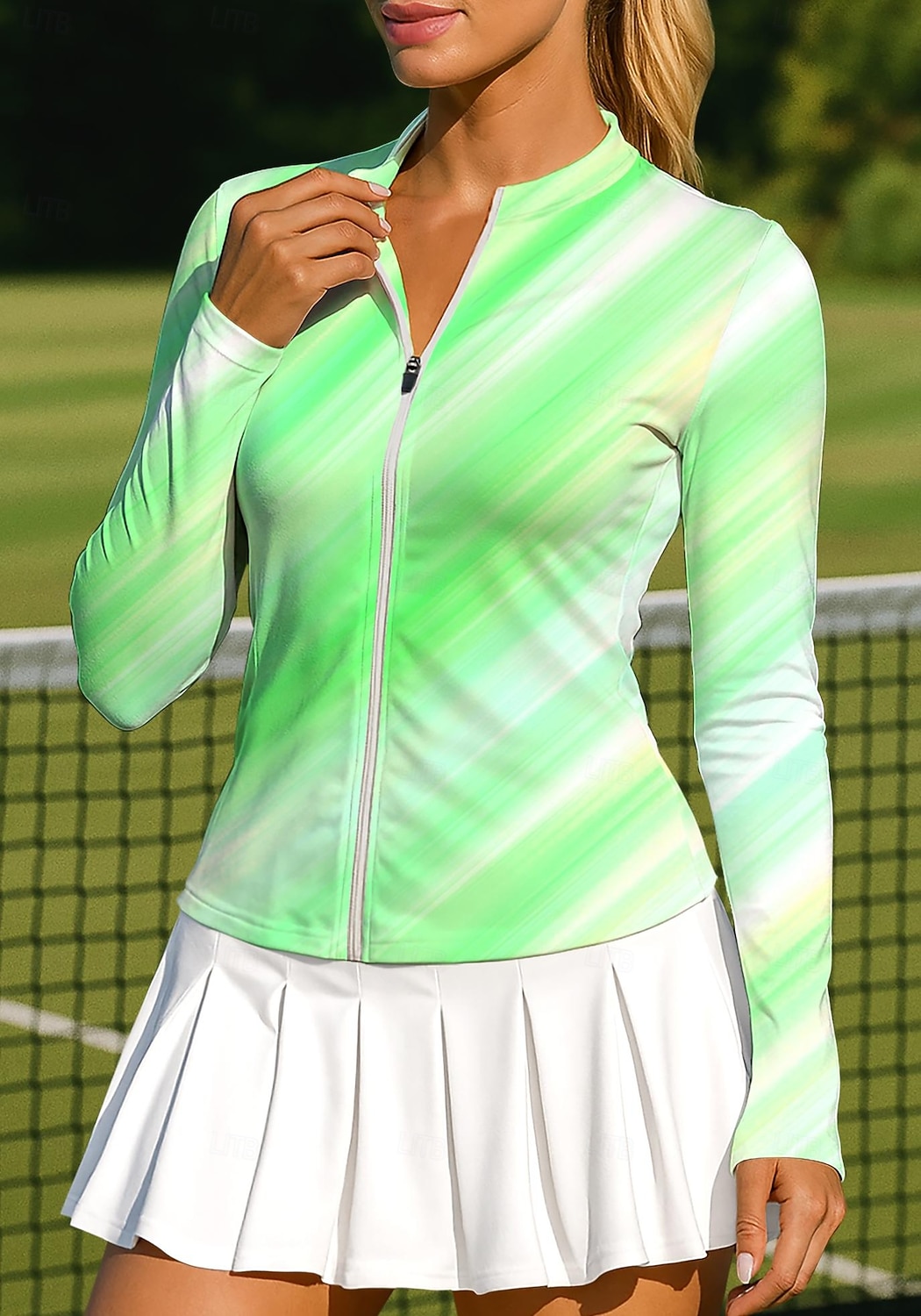 Γυναικεία Βαθμίδα Αφηρημένη τέχνη Μπλούζες Αθλητικό πουκάμισο Πουκάμισο τένις Μπλούζα τένις Μακρυμάνικο Φερμουάρ Λουλουδάτο UPF50 2026 - $20.99 –P6