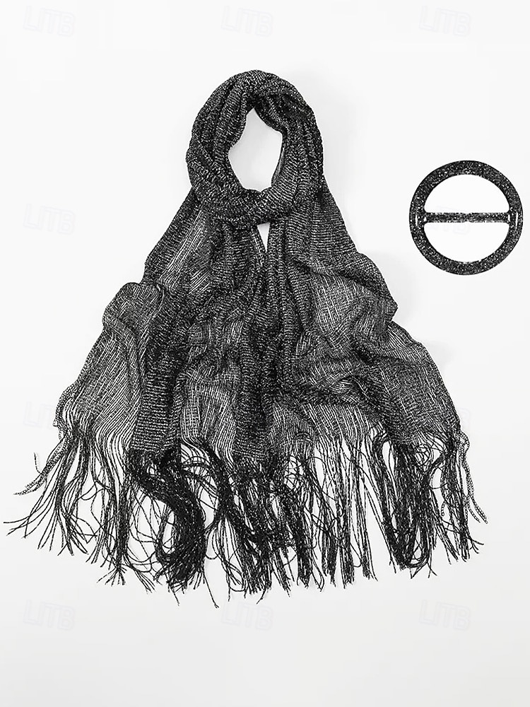 Écharpe en polyester pour femme, ornée de boutons en acrylique, disponible en plusieurs couleurs, idéale pour les mariages et les soirées. de 2026 ? $9.99 –P8