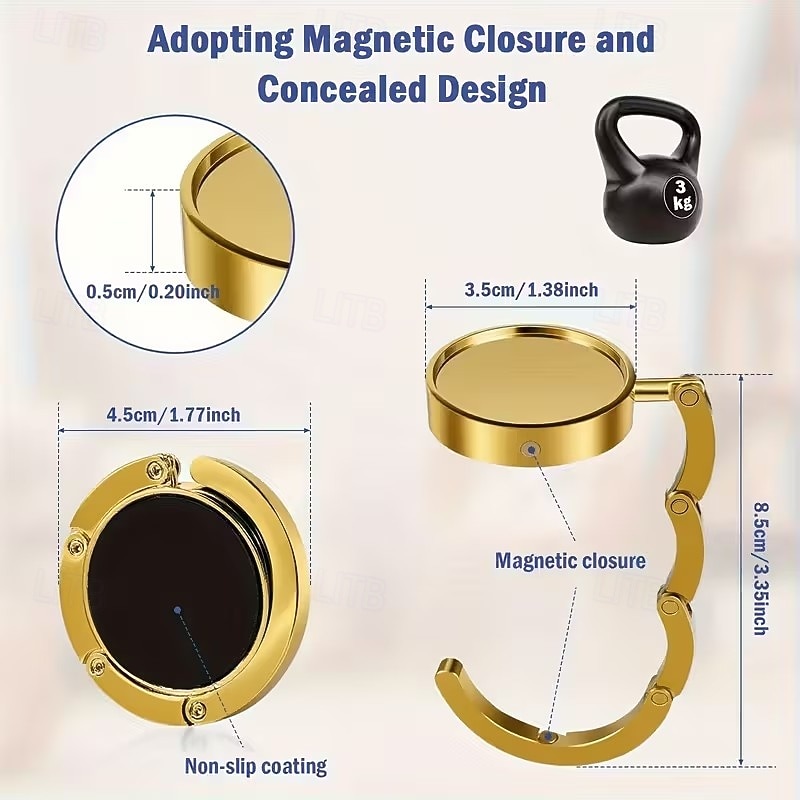 4 ganchos de metal plegables para bolsos, portátiles y antideslizantes, multifuncionales en tono dorado, adecuados para mesas, almacenamiento de billeteras, bolsos de mujer, ganchos para mochilas de 2026 - $21.99 –P2