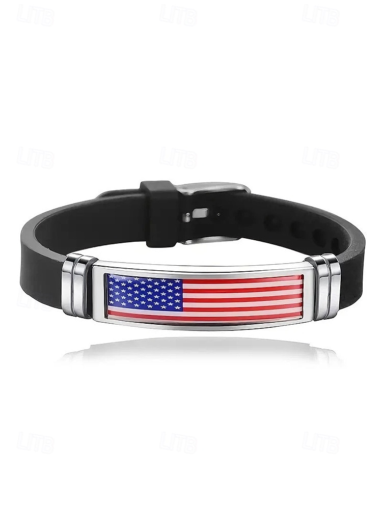 Pulseira Ajustável de Aço Inoxidável e Silicone para o 250º Aniversário dos Estados Unidos Apresentando Design da Bandeira Americana Ideal para o Dia da Independência e Celebrações de 2026 por $9.99 –P6