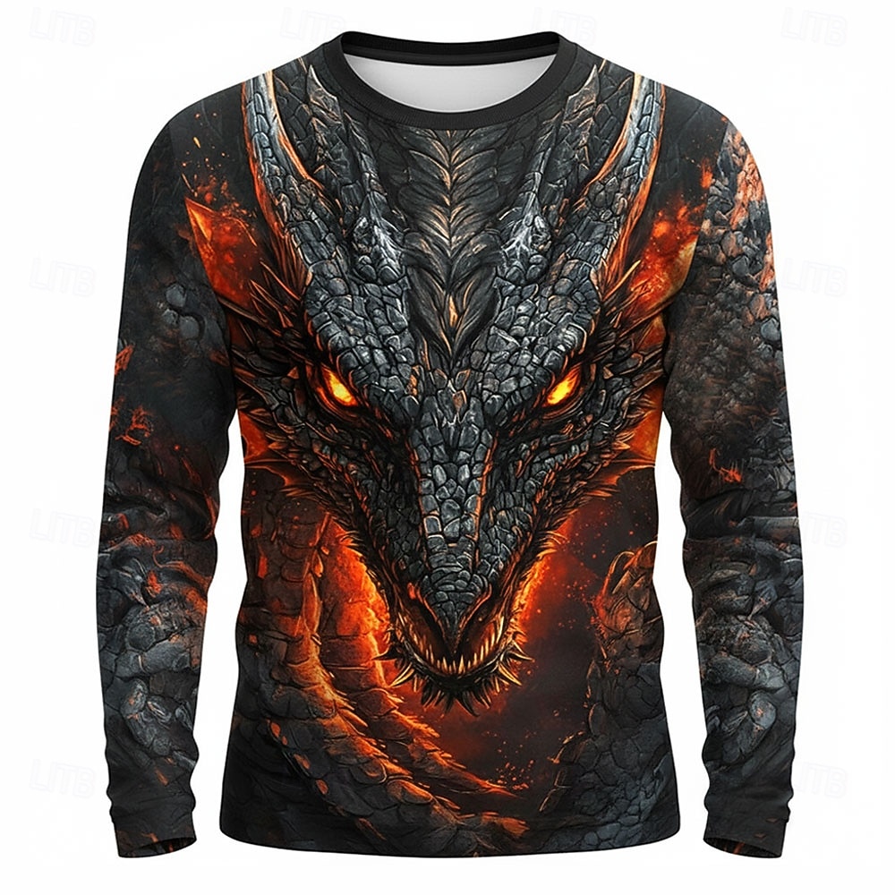 Herren Tiermotiv Lustig T Shirt Langarm T-Shirt 3D-Druck Rundhalsausschnitt Hemd Mode Basic Lässig Täglich Straße Blau Rote Purpur Sommer Frühling Bekleidung S M L XL XXL XXXL 2026 - $23.99 –P1