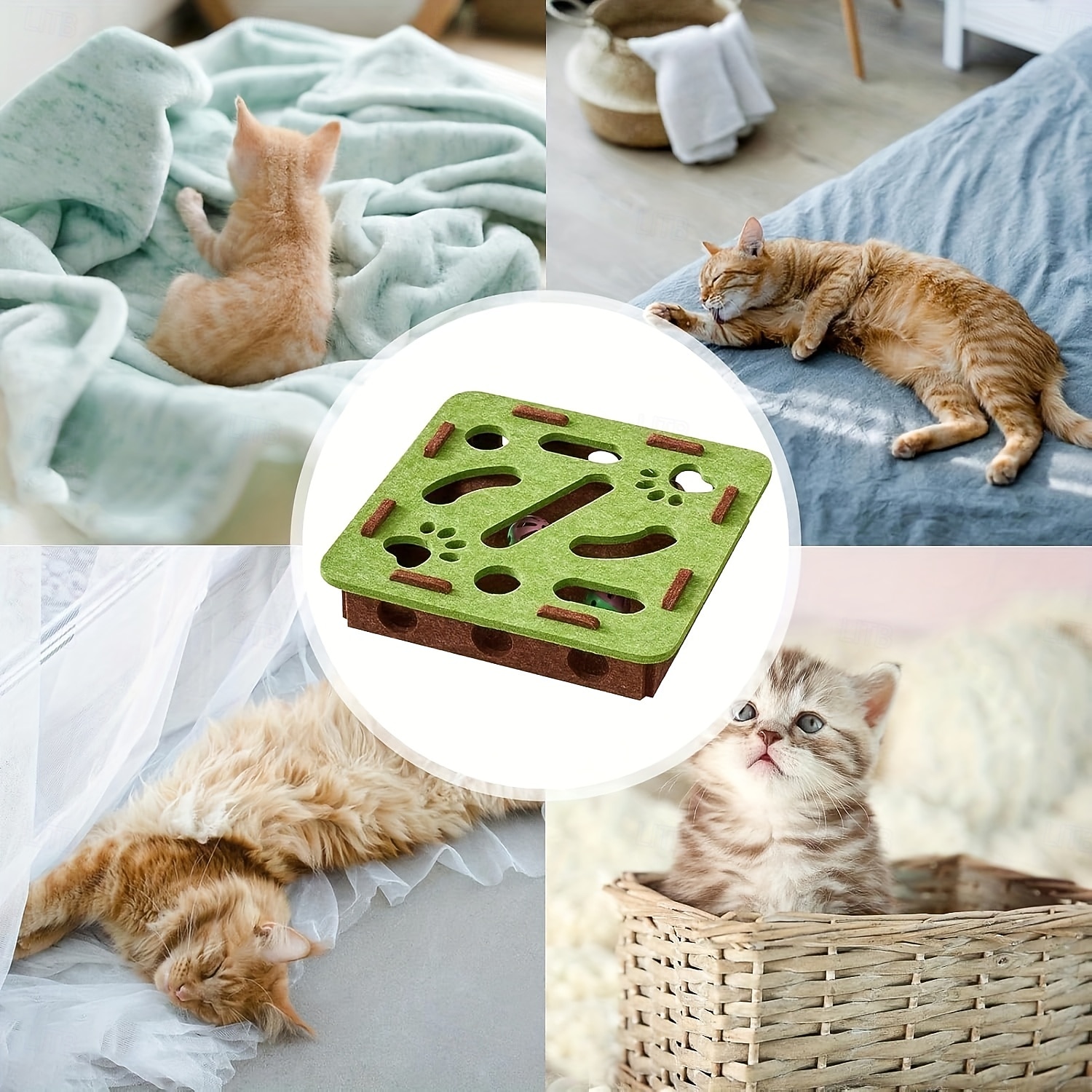 Cat Toys Interactive Wooden Cat Puzzle Toy Intelligence Treat Puzzle Feeder Box Game Enrichment Accessories with Jingle Balls, for Indoor Kitten Adult Cat 2026 - $25.99 –P4
