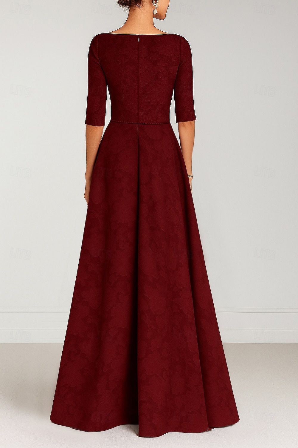 A-Line Floor Length Wedding Guest Dress Formal Dresses Flare Dress Mother of the Bride Dress Half Sleeve V Neck Elegant Vintage Wedding Formal with Bow(s) Strappy 2026 - $176.39 –P2