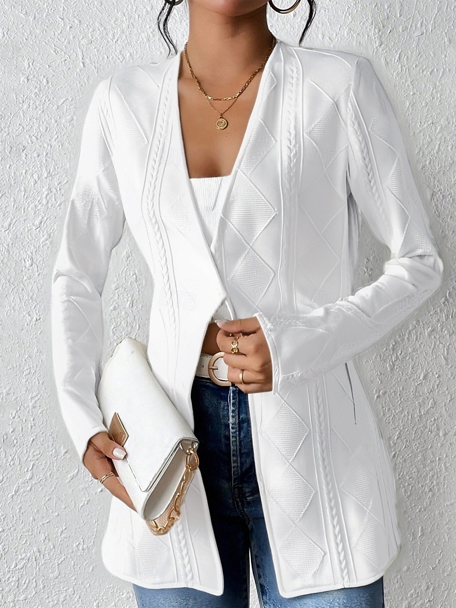 Femmes Blazer Veste Décontractée Confortable Jacquard Front ouvert Élégant Mode Occasionnel Couleur Unie Occasionnel Soirée Rue Tenue quotidienne Régulier Col en V Coupe régulière manche longue de 2026 ? $39.99 –P1