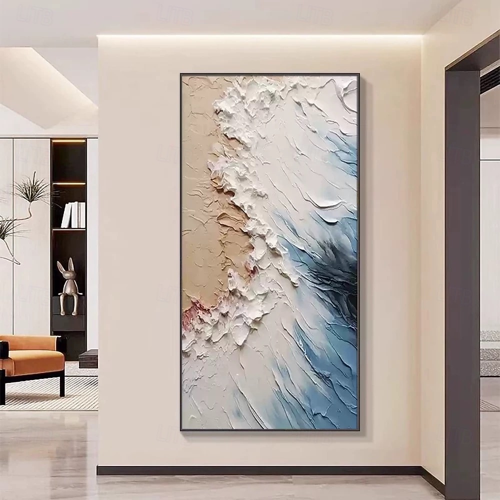 Mintura, peinture à l'huile sur toile représentant des vagues océaniques, peinte à la main. Art mural moderne, abstrait et texturé, idéal pour la décoration intérieure. Toile roulée, sans cadre ni de 2026 ? $80.99 –P4