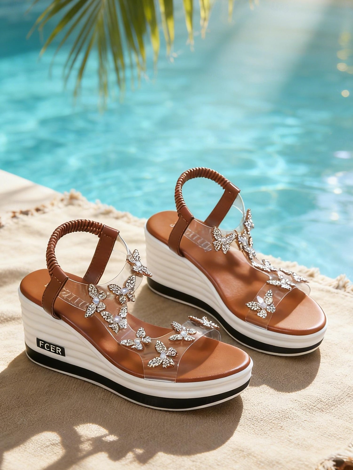 Sandalias de cuña brillantes para mujer: zapatos cómodos y elegantes para vacaciones en islas y cruceros. 2026 - $29.99 –P3