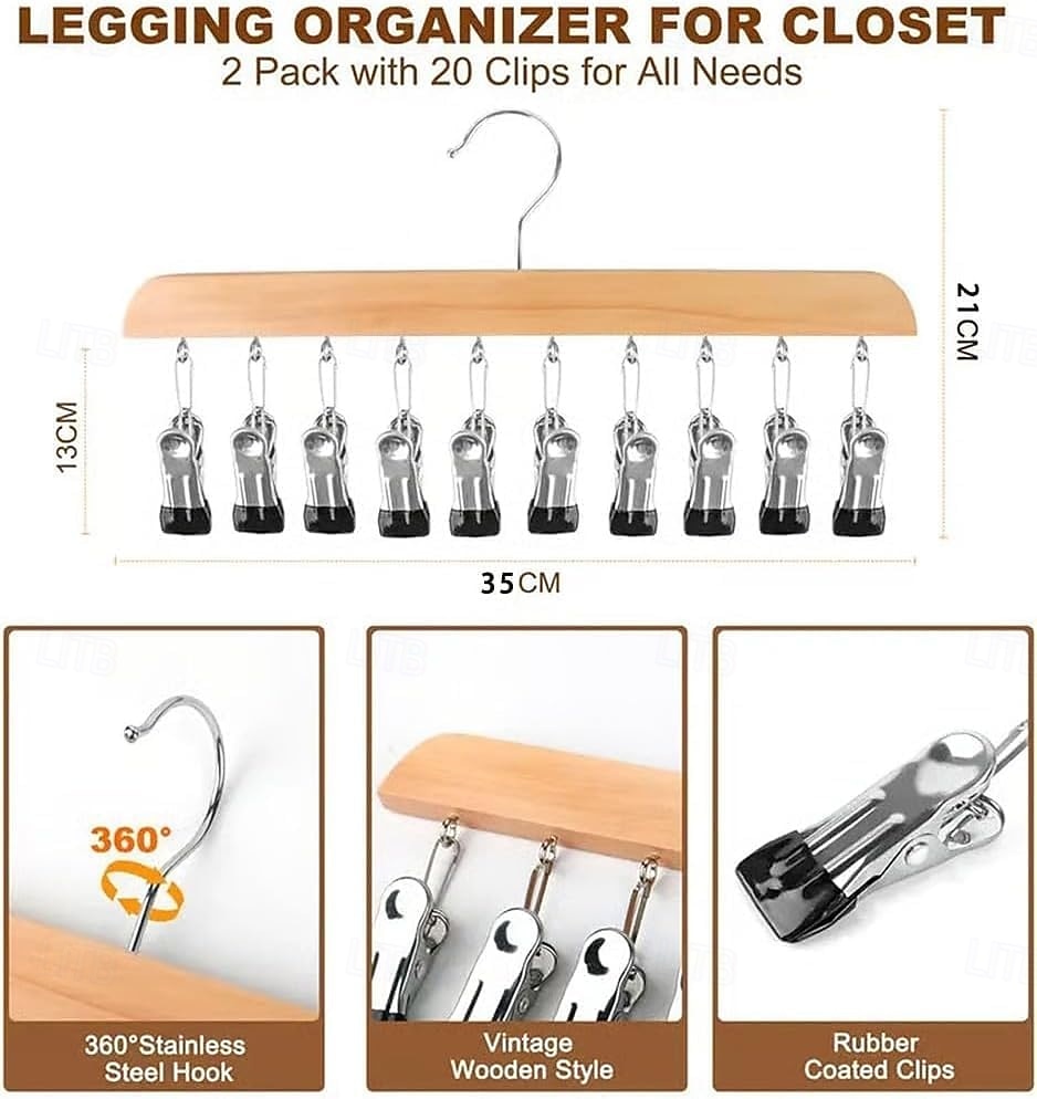 Набор из 2 органайзеров для шкафа с 10 зажимами — компактный подвесной органайзер для шкафа, металлические зажимы с силиконовой подкладкой, вращающиеся на 360°, многофункциональные крючки для вешалок 2026 - $21.99 –P8