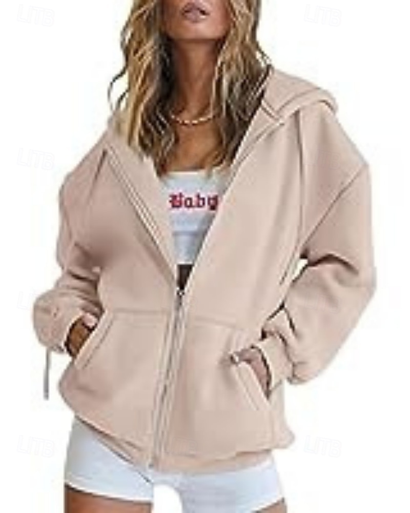 Женская объемная толстовка на молнии с длинными рукавами, повседневная толстовка с капюшоном и карманами для повседневной носки, несколько цветов. 2026 - $21.99 –P6