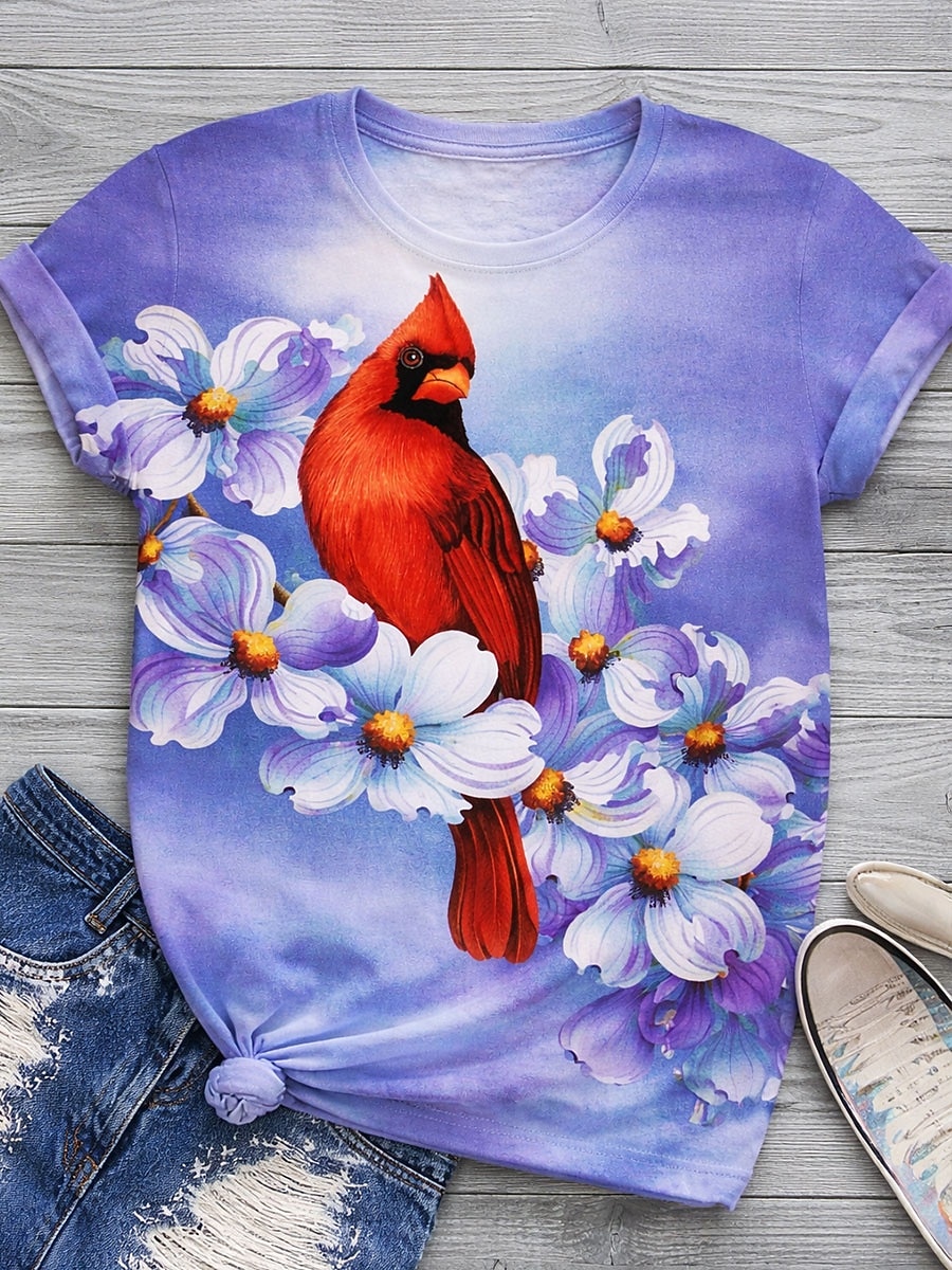 Mujer Camiseta Estampado Floral Graphic Animal Vintage Elegante Clásico Manga Corta Cuello Barco Tops regulares Diario Fin de semana Rosa Morado Verde Trébol Verano Primavera Otoño Invierno 2026 - $22.99 –P1