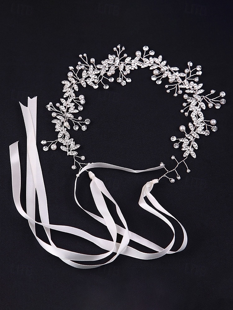 Brauthaarschmuck, gold-weißer Haarreif aus Polyester mit Strass- und Perlenverzierungen, elegante Brauthaaraccessoires 2026 - $11.99 –P5