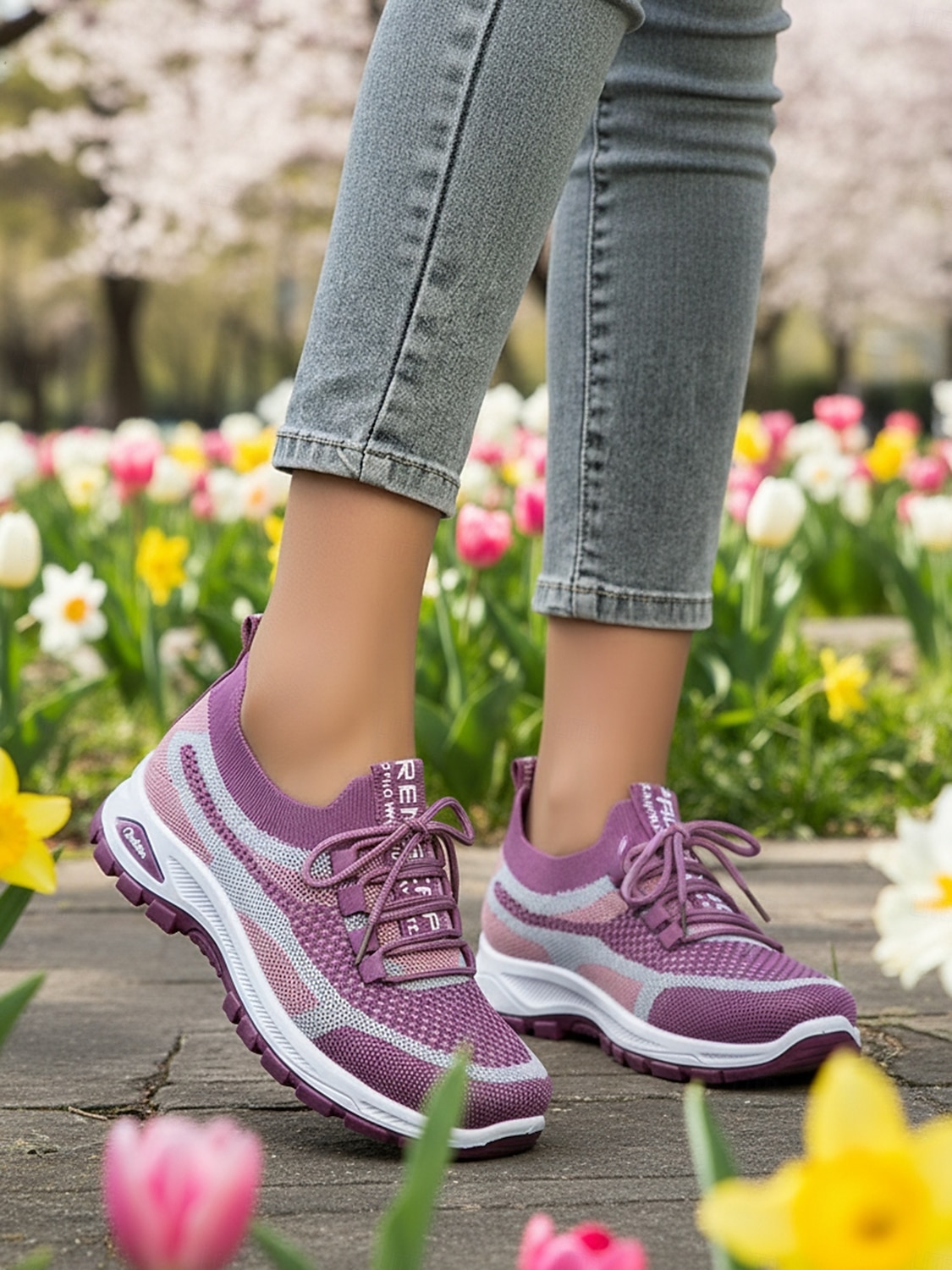 scarpe da ginnastica da donna in maglia viola – scarpe da passeggio traspiranti e leggere con un design elegante per attività sportive e gite casual del 2026 a $24.99 –P9
