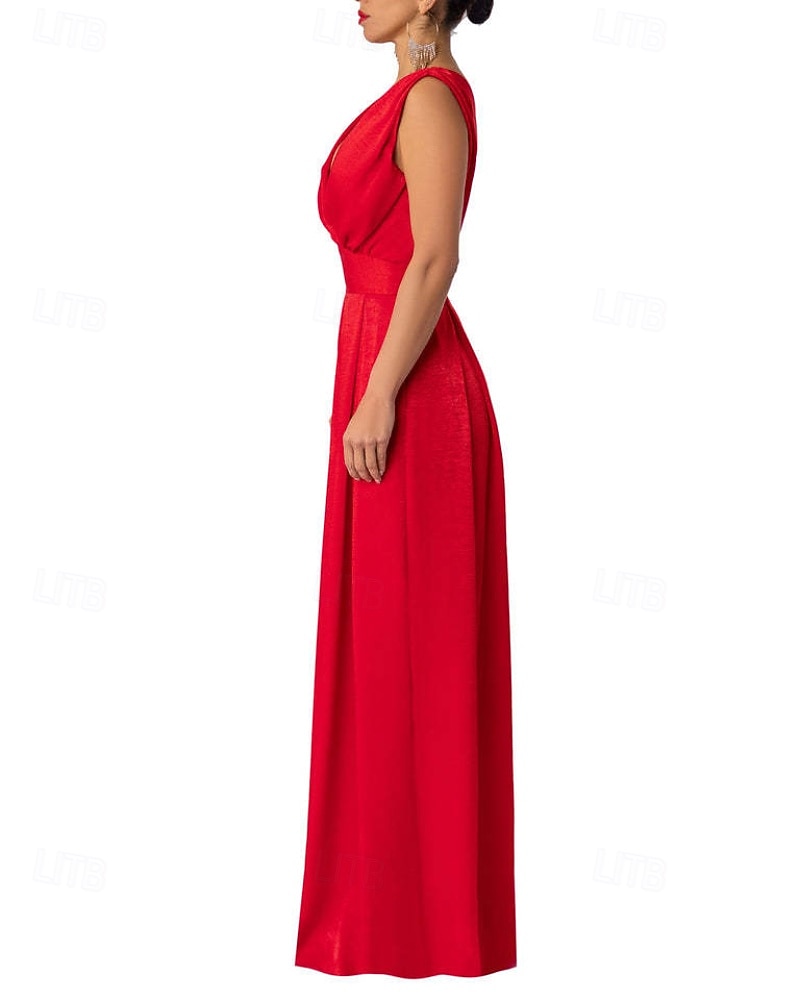 Per donna Normale Tuta Elegante Tinta unica Senza Maniche Gamba larga Scollo a V Pieghettato Vacanza Ferie Vestibilità regolare Nero Verde militare Rosso Estate del 2026 a $33.99 –P8