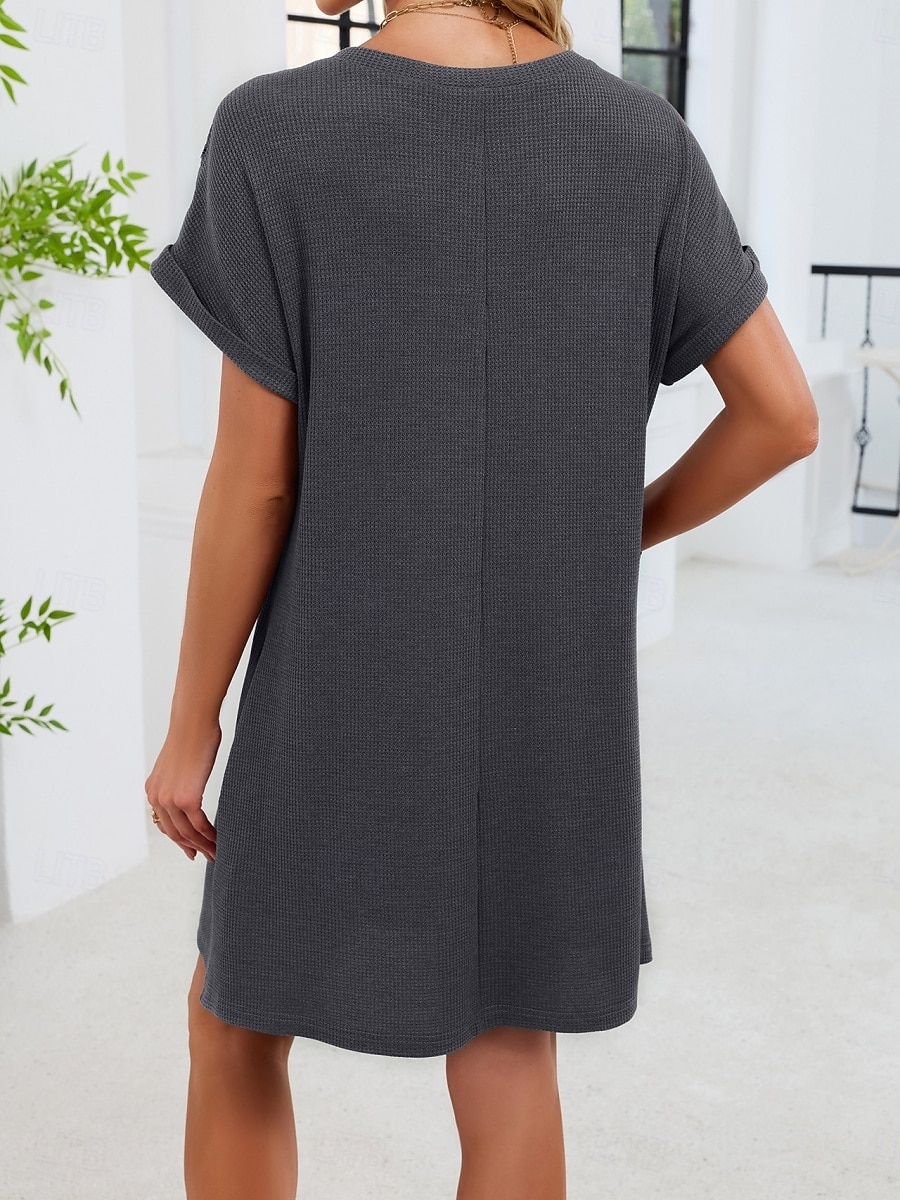 Mujer Mini vestido Vestido estilo camiseta Vestido de verano Casual Diario Holgado Plano Manga Corta Cuello Barco Azul Piscina Blanco Rosa Rojo Verano 2026 - $32.99 –P14