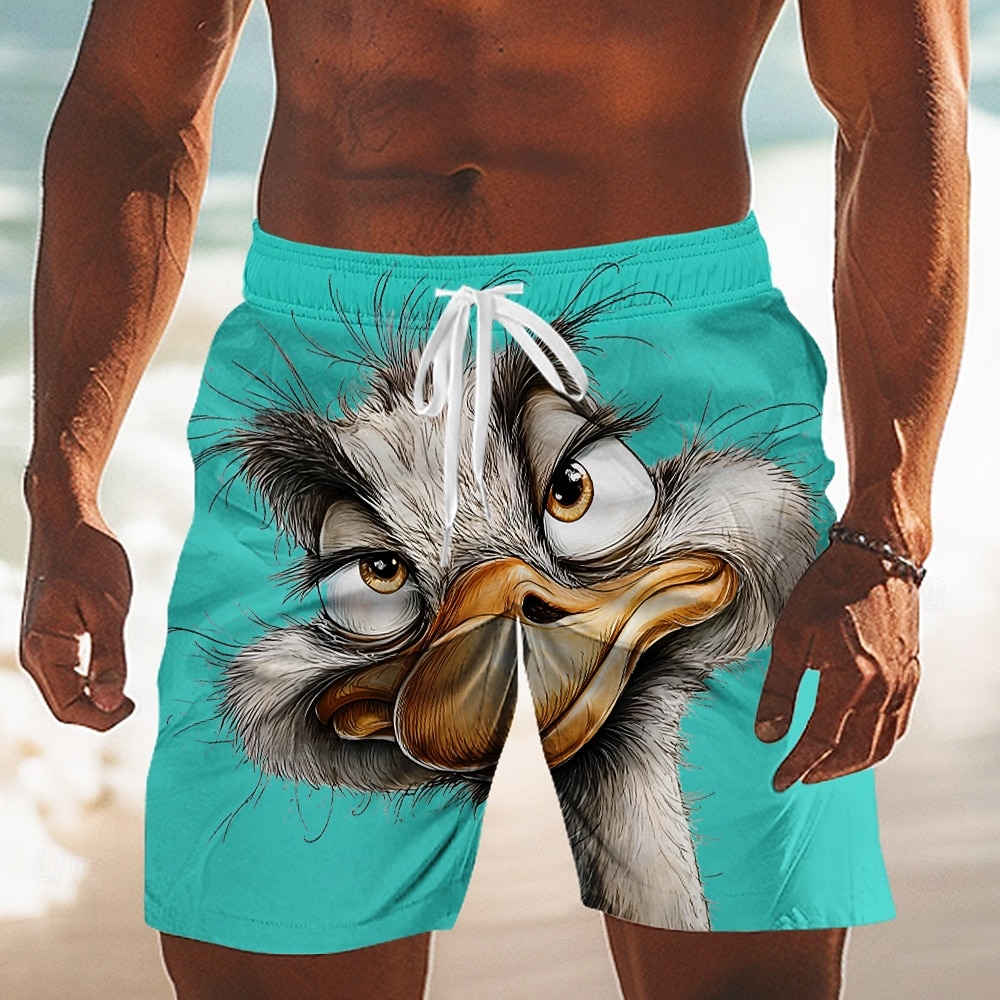 Homens Desenho Animado Engraçado Avestruzes Calção Justo de Natação Shorts de Natação Bermuda de Surf Cintura Média Havaiana férias na praia Bolsos laterais Forro de malha Cintura elástica com cordão de 2026 por $20.99 –P2