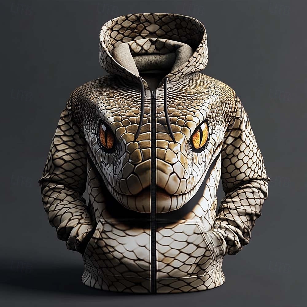 Ανδρικά Φίδι Φούτερ με κουκούλα με φερμουάρ Φούτερ με Κουκούλα Πουλόβερ Μοντέρνα Απίθανο 3D Μακρυμάνικο Με Κουκούλα Streetwear Διακοπές Εξόδου Καφέ Πράσινο του τριφυλλιού Καφέ 2 Καφέ 3 2026 - $28.99 –P3