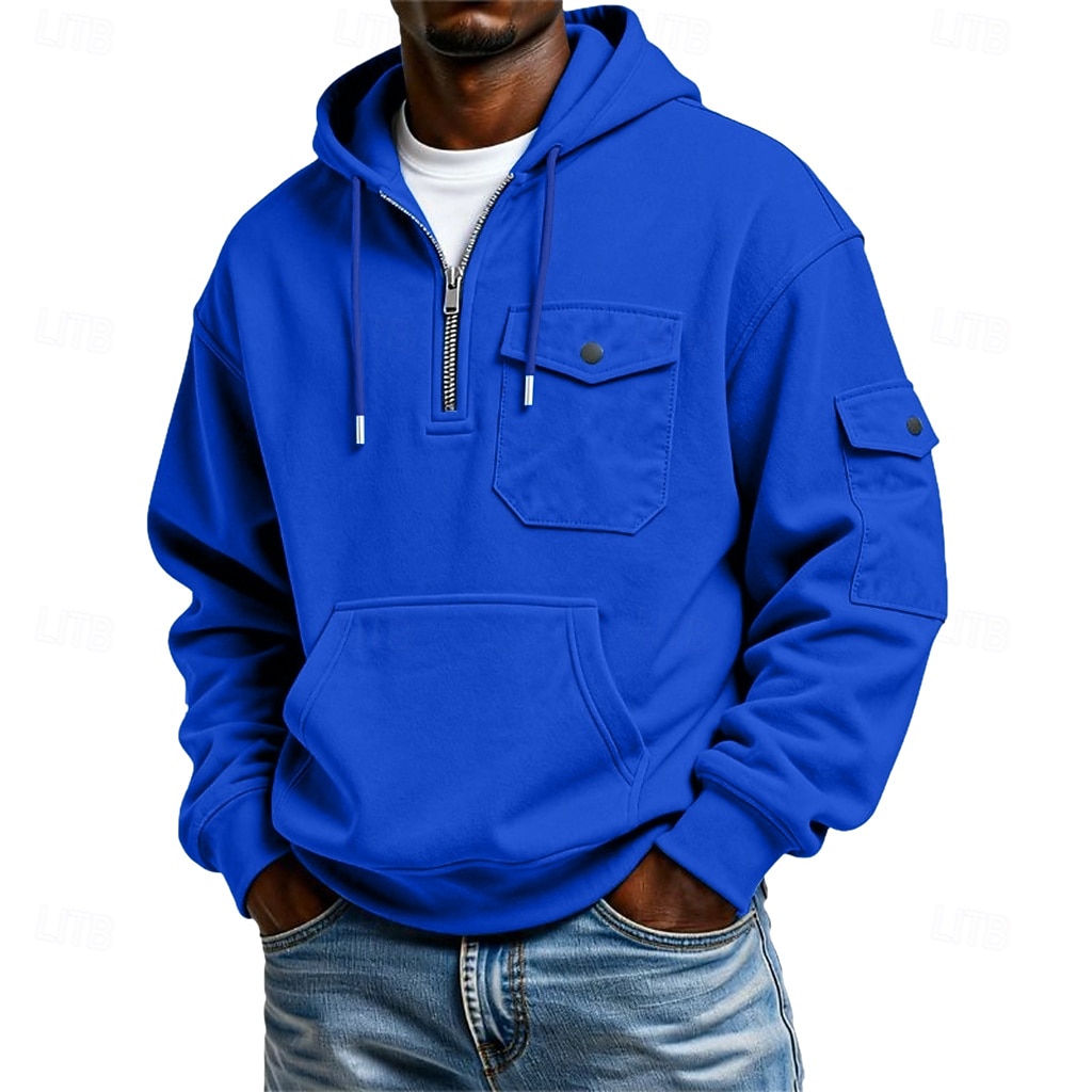 Per uomo Felpa con cappuccio Maglione Felpa con cappuccio e zip corta Felpa con cappuccio in pile Grigio chiaro Con Cappuccio Semplice Tasca Quotidiano Sport & Outdoor Ferie Streetwear Abbigliamento del 2026 a $24.99 –P8