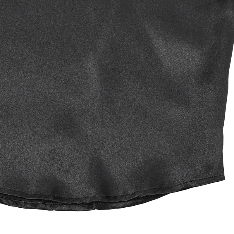 Voor heren Overhemd Satijnen overhemd Normaal shirt Overhemd met knopen Galashirt Pullover Effen Formeel Bruiloft Zwart Marineblauw Lange mouw V-hals Alle seizoenen Kleding 2026 - $25.99 –P9