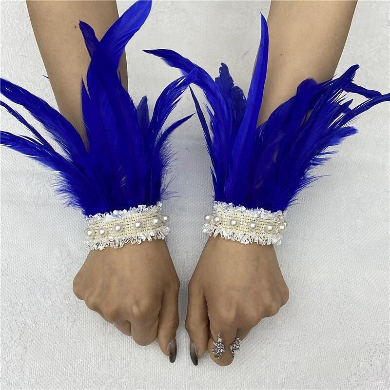 Carnaval 2026 Rio Carnaval Szamba Kiegészítők női zöld tollas csuklópántok fehér gyöngy csipkével Brazíliai Fesztivál Előadói Jelmez 2026 - $9.99 –P10