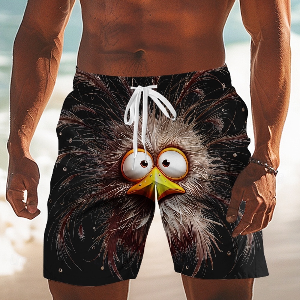 Herren Cartoon Küken Frizzle Chickens Badehosen Badeshorts Boardshorts Mittlere Taille Hawaiianisch Lustig Strandurlaub Seitentaschen Netzfutter Elastischer Kordelzug in der Taille Designer Bekleidung 2026 - $20.99 –P1