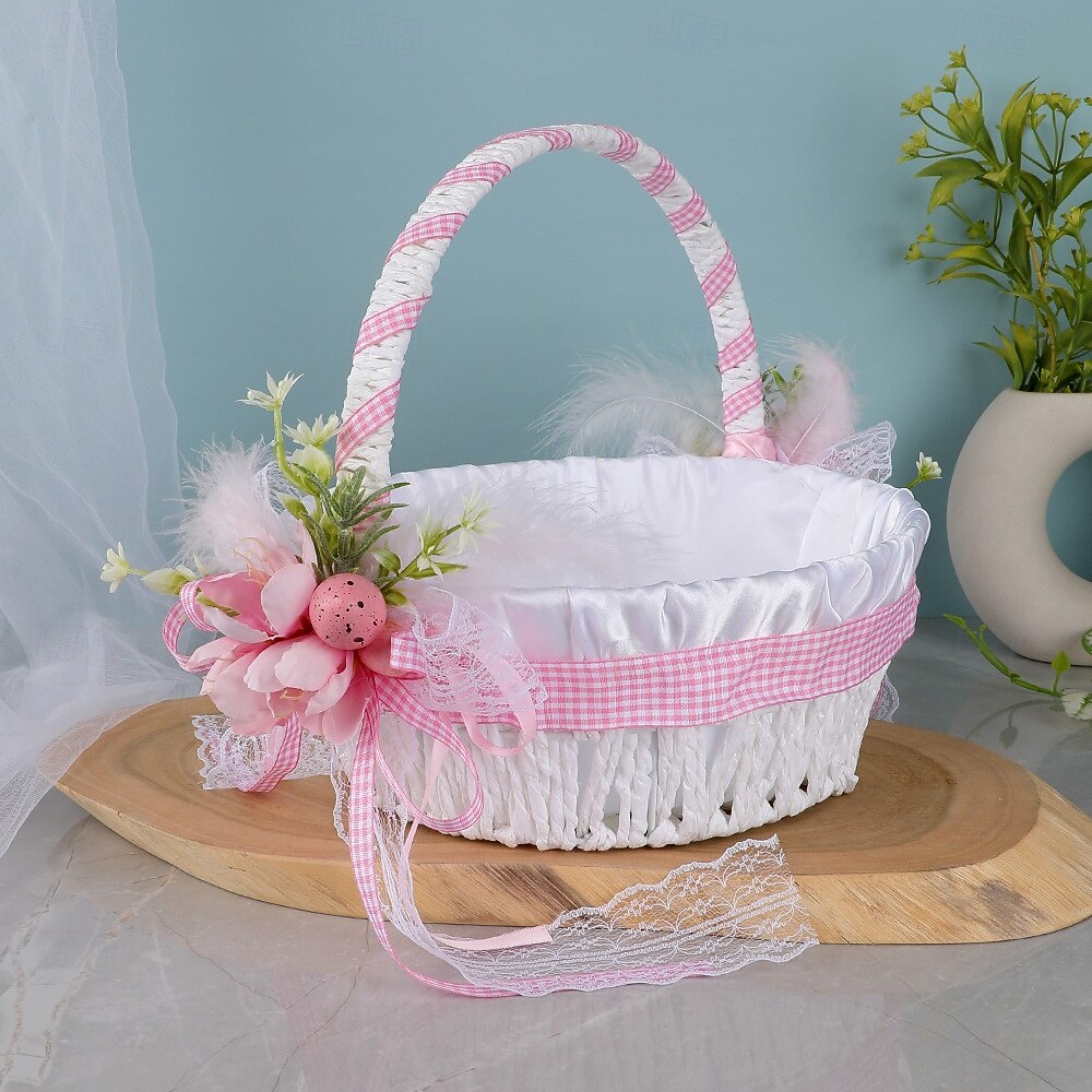 påskekurv utendørs utflukt frukt snacks oppbevaringskurv skum oppstandelsesegg dekorasjon kunstig blomsterkurv 2026 - $57.99 –P7