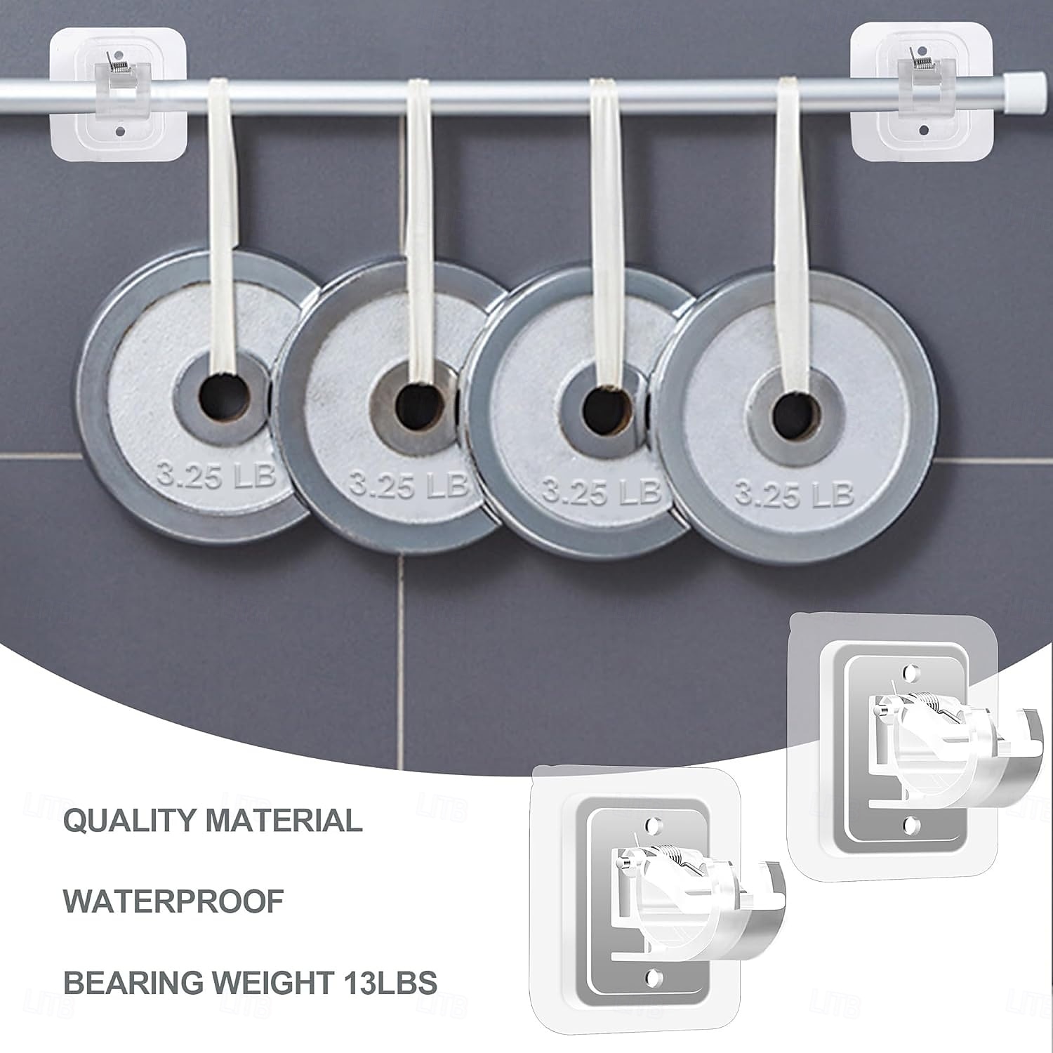 14 ks držáky na záclonové tyče bez vrtání, samolepicí háčky na záclonové tyče bez hřebíků, nastavitelné háčky na záclonové tyče, věšáky na záclony do koupelny, kuchyně, domů, koupelny a hotelu 2026 - $13.99 –P5