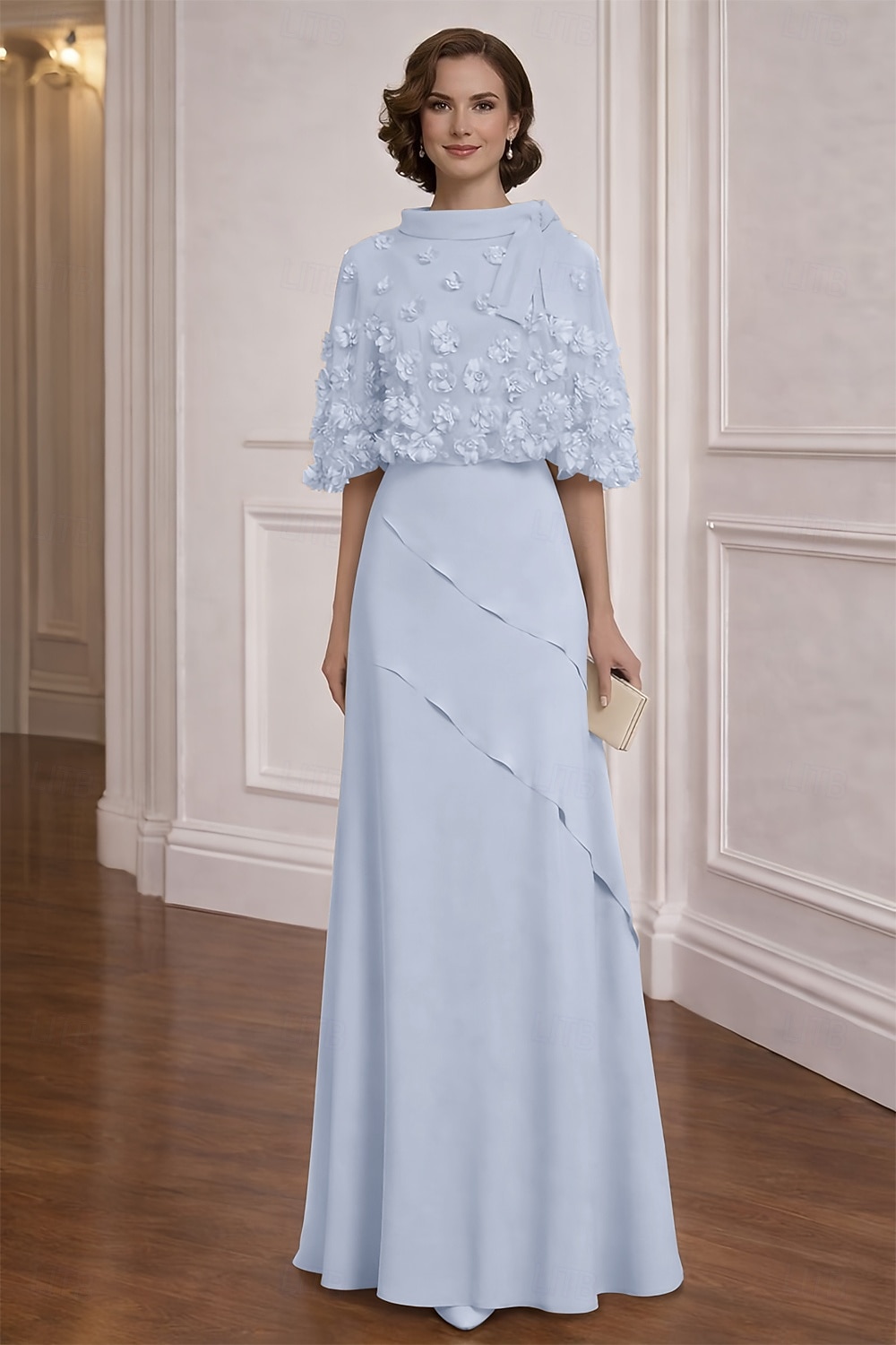 Due Pezzi Linea ad A Abito Lunghezza al pavimento Abito da Cocktail Abito da invitata a nozze Abito da cerimonia per signora Mezza Manica Scollo a Barca Elegante Vintage Formale Chiffon Scialli con del 2026 a $194.99 –P3