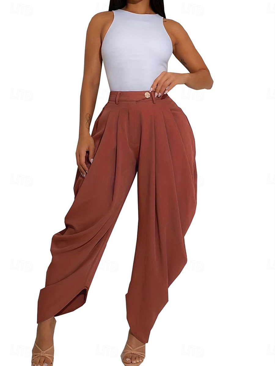 Mujer Fresco Chinos Elegante Vintage Moda Hasta el Tobillo Alta cintura Plano Bolsillo Cintura elástica Confortable Rígido Diario Hogar Exterior Naranja rojo Gris Rosáceo Negro Blanco Verano Primavera 2026 - $44.99 –P7