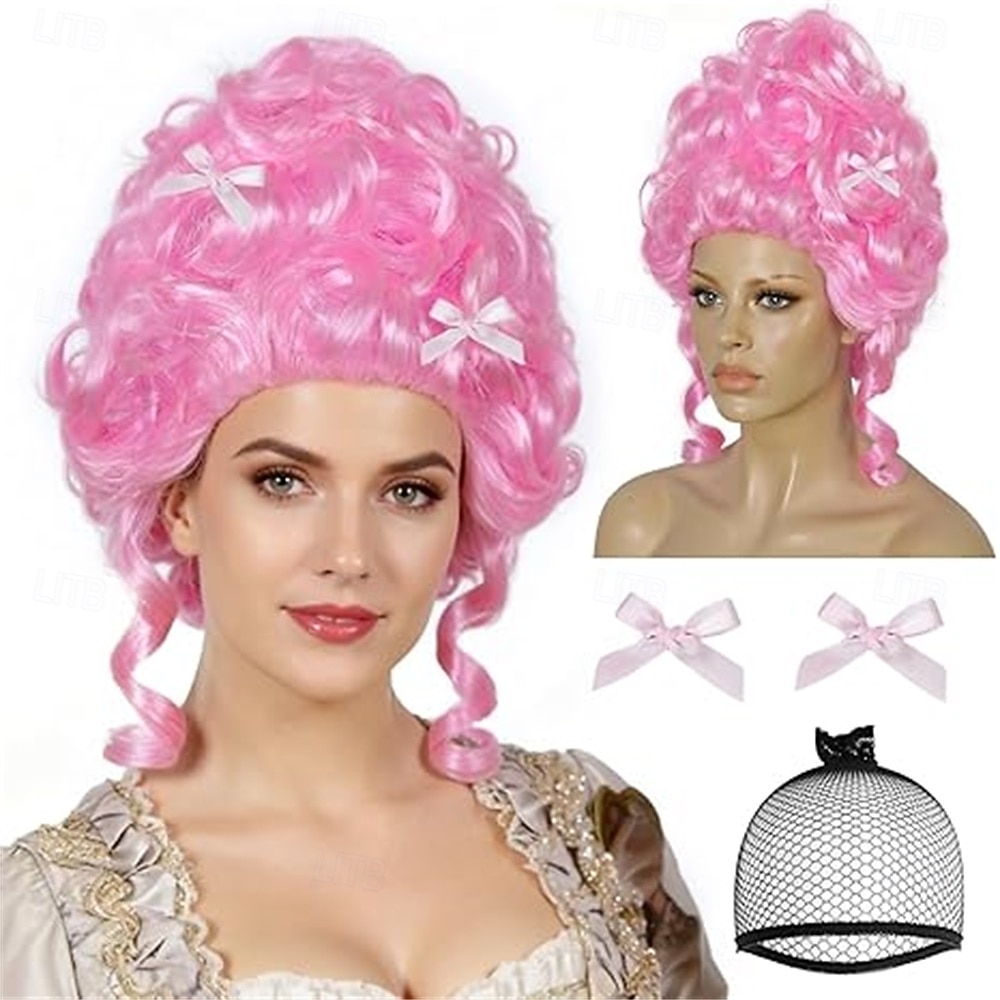 Vintage-viktoriaaniset peruukit naisille, joissa on kaksi rusettiklipsiä, pörröinen rokokoo-peruukki, barokkityylinen siirtomaa-ajan renessanssiperuukki, asu cosplay-juhliin, hiusmyssy 2026 - $23.99 –P9