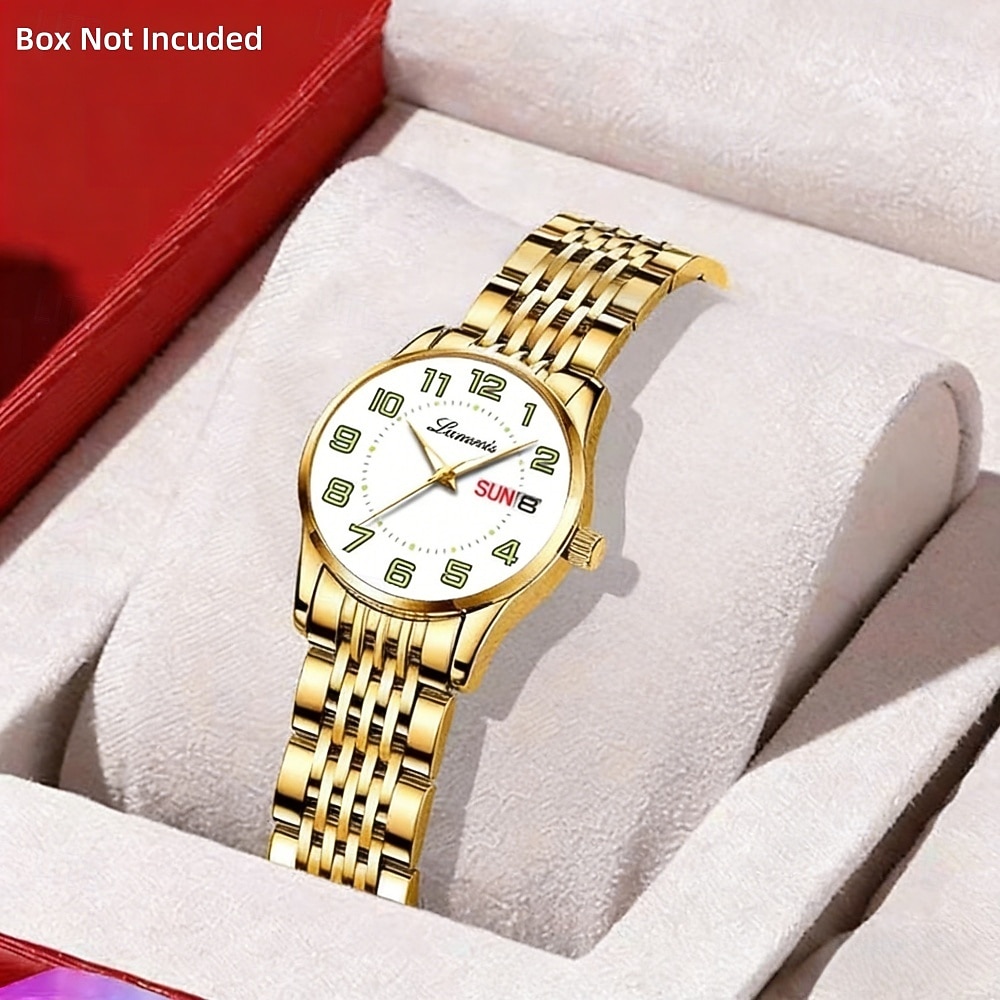 Classic Ladies' Watch, Original Quartz Watch, Rhinestone Dial, Luminous Date and Calendar Function, Trendy Fashionable Business Luxury Wrist Watch, Best Choice for Birthday Mother's Day Gift 2026 - $21.99 –P5