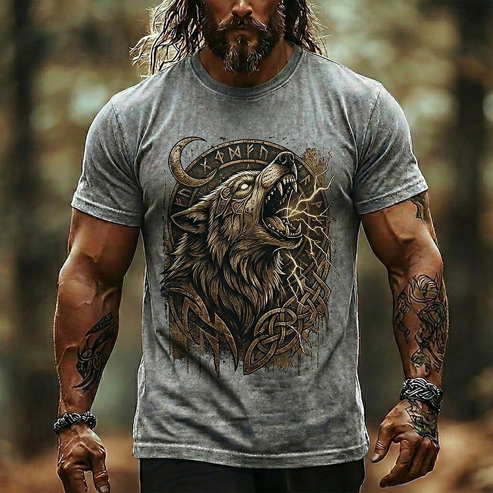 viking vegvisir iránytű farkas póló férfi mosott pamutkeverék norvég rúnás mintás póló vintage mitológiai felső ruházat S M L XL XXL XXXL 2026 - $21.99 –P3