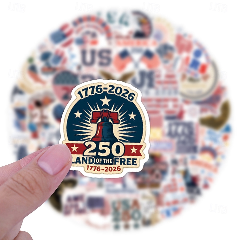 55 patriotische Aufkleber zum 250. Jahrestag, wasserfeste Vinyl-Aufkleber mit amerikanischer Flagge für Wasserflaschen, Laptop-Dekorationen zum Unabhängigkeitstag (4. Juli) 2026 - $9.99 –P6