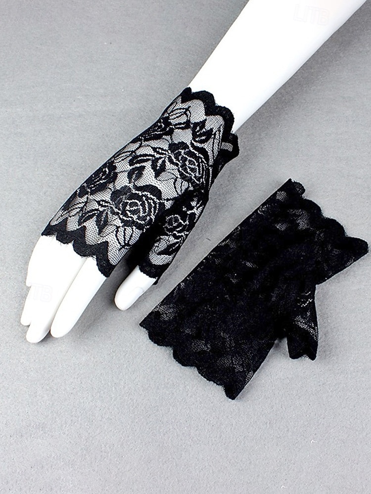 Luvas femininas de renda, confeccionadas em renda de poliéster, disponíveis em diversas cores, perfeitas para casamentos, festas e ocasiões especiais. de 2026 por CLP $7717 –P7
