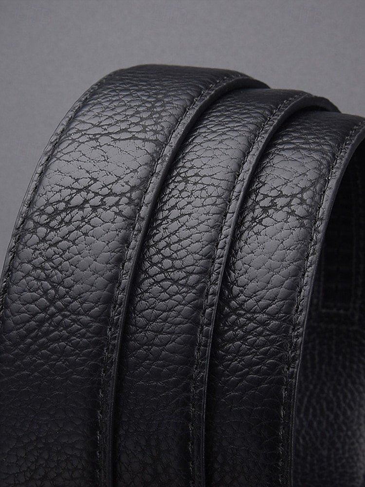 Men's Genuine Leather Automatic Buckle Belt in Black & Coffee, Classic Business Dress Belt for Men, Durable Real Leather, Adjustable Fit, Ideal for Weddings, Business Meetings & Formal Occasions 2026 - $14.99 –P8