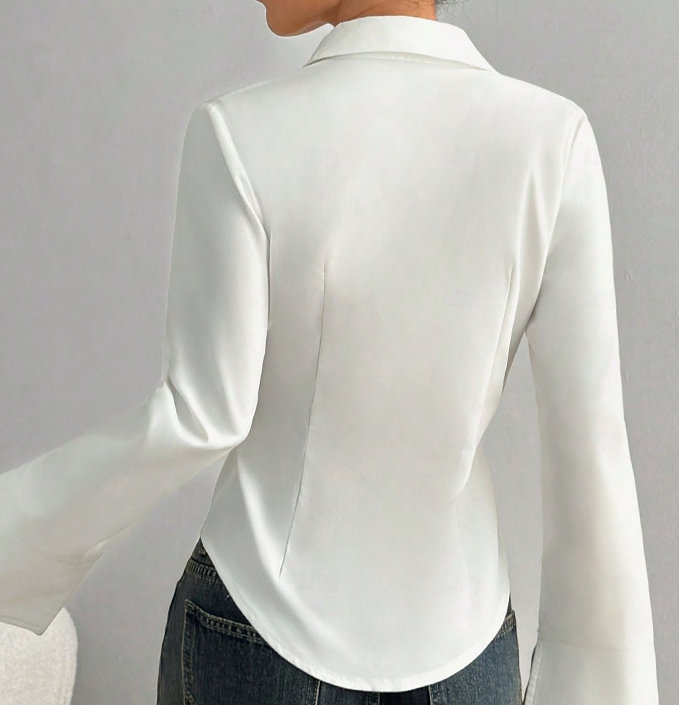 Mulheres Saia camisa de botão Blusa Bordado Botões Côr Sólida Elegante à moda Casual Manga Longa Aberto para a Lateral Tops regulares Diário Trabalho Feriado Branco Verão Primavera Outono de 2026 por $28.99 –P5
