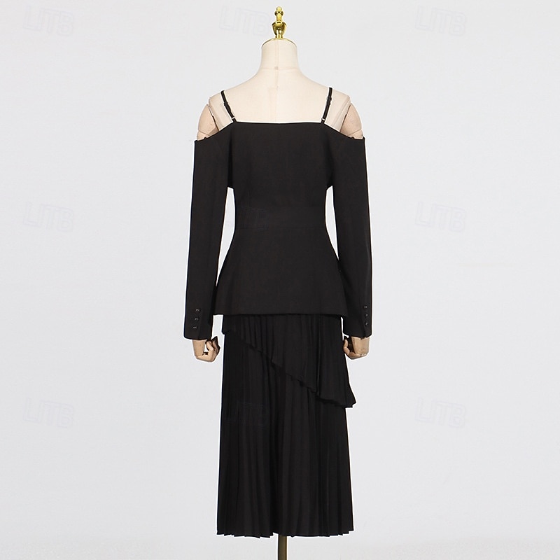 Two Piece A-Line Ankle Length Wedding Guest Dress Wedding Guest Dresses Elegant Daily Long Sleeve Spaghetti Strap Garden Party Wedding Guest with Strappy 2026 - $126.99 –P4