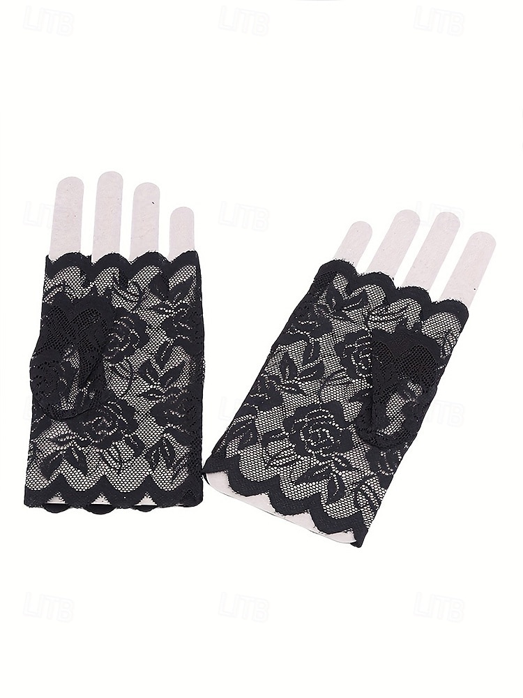 Luvas femininas de renda, confeccionadas em renda de poliéster, disponíveis em diversas cores, perfeitas para casamentos, festas e ocasiões especiais. de 2026 por CLP $7717 –P6