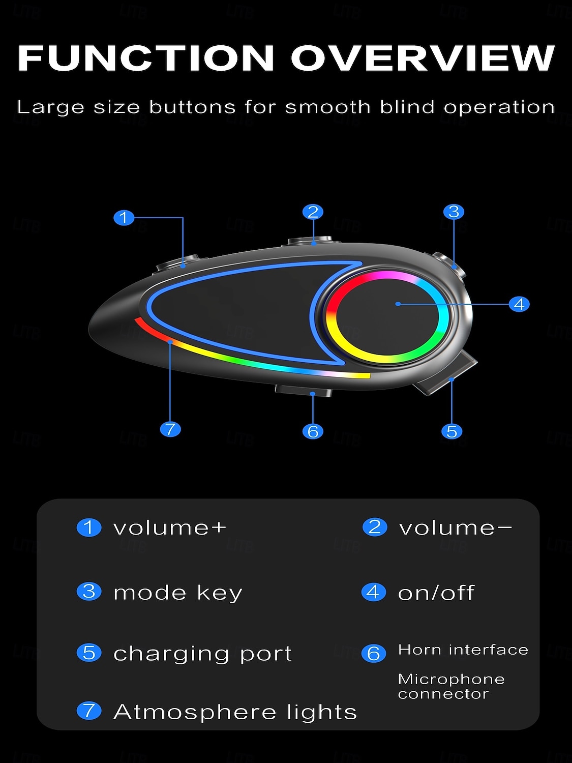 K17 Helmet Bluetooth Earphones Cycling Super Bass Colorful Atmosphere Light Capacitive Microphone Intelligent Voice Assistant 2026 - $28.99 –P11