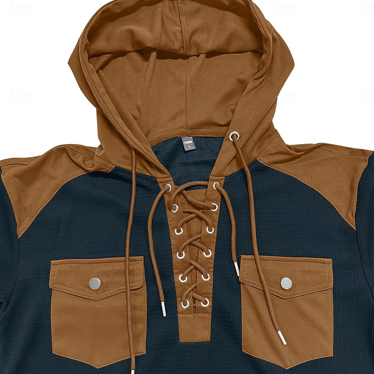 Hombre Camiseta con diseño de gofre Camiseta Camisa henley gofrada Manga Larga Con Capucha cuello con cordones Otoño invierno Primavera & Otoño Retazos Tradicional / Retro Casual Correa Casual Hogar 2026 - $26.99 –P2