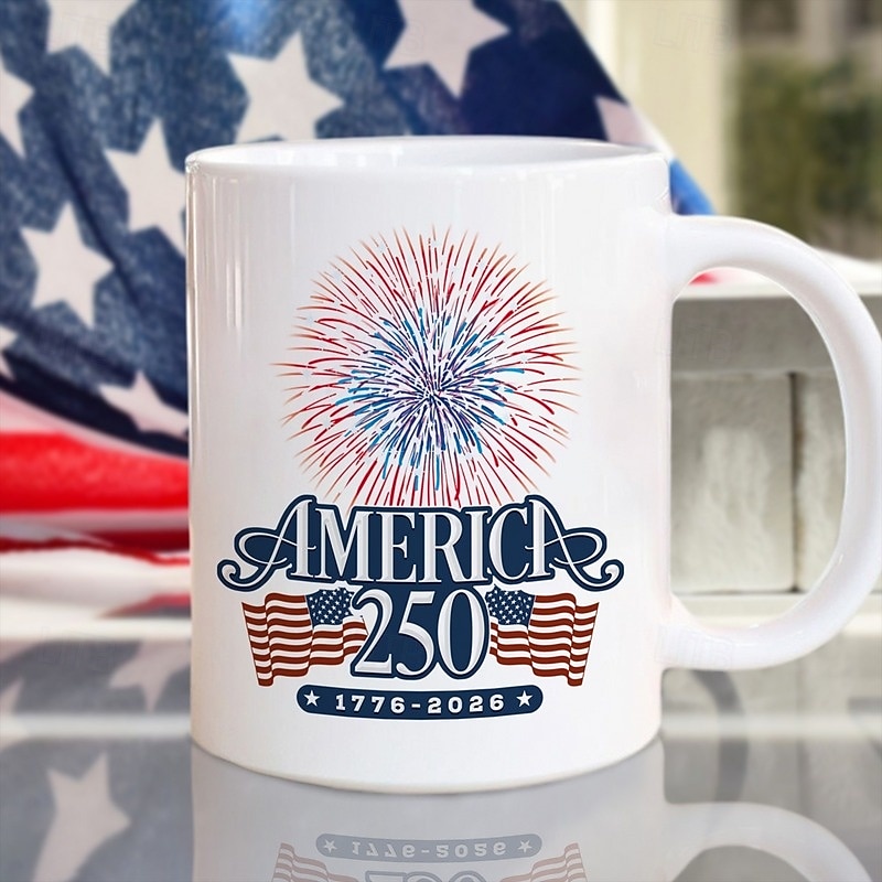 Tasse zum 250. Jahrestag der Vereinigten Staaten, patriotisches Geschenk, Keramik-Kaffeebecher zum 550. Jahrestag, 1776–2026 Amerika 250, Geschenk zum Unabhängigkeitstag (4. Juli) für Männer und 2026 - $16.99 –P3