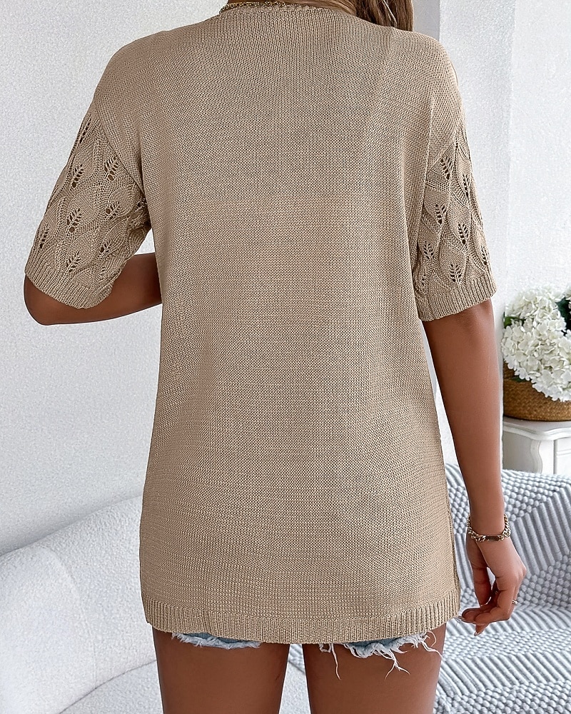Per donna Tunica Top estivi Blusa Top traforato Traforato Semplice Elegante Classico Moderno Manica Corta Top lunghi Quotidiano Ferie Uscire Bianco Rosa Cachi Estate Primavera del 2026 a $34.99 –P8