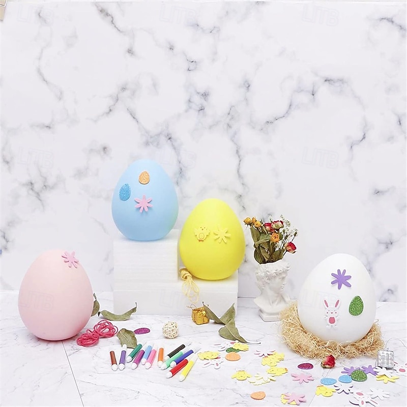 25-Piece White Easter Egg Painting Kit Blank Eggs for Coloring, Includes Strings, Tools, Gem Stickers, Hanging Rope, Perfect for Adult Easter Crafts Parties, Handmade Activities, and Decorations 2026 - $20.99 –P3