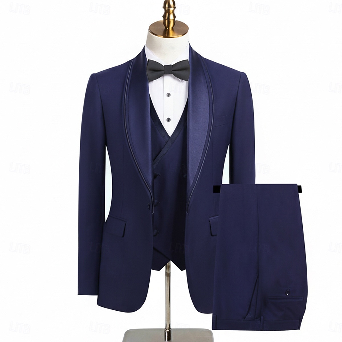 A bărbaților Smoking Costume de petrecere Casual Afaceri Albastru piscină Negru Primăvară Costum Șap de rețea Petrecere Afacere Dungi Slim Fit Set 3 piese Un singur rând, un nasture 2026 - $129.99 –P6