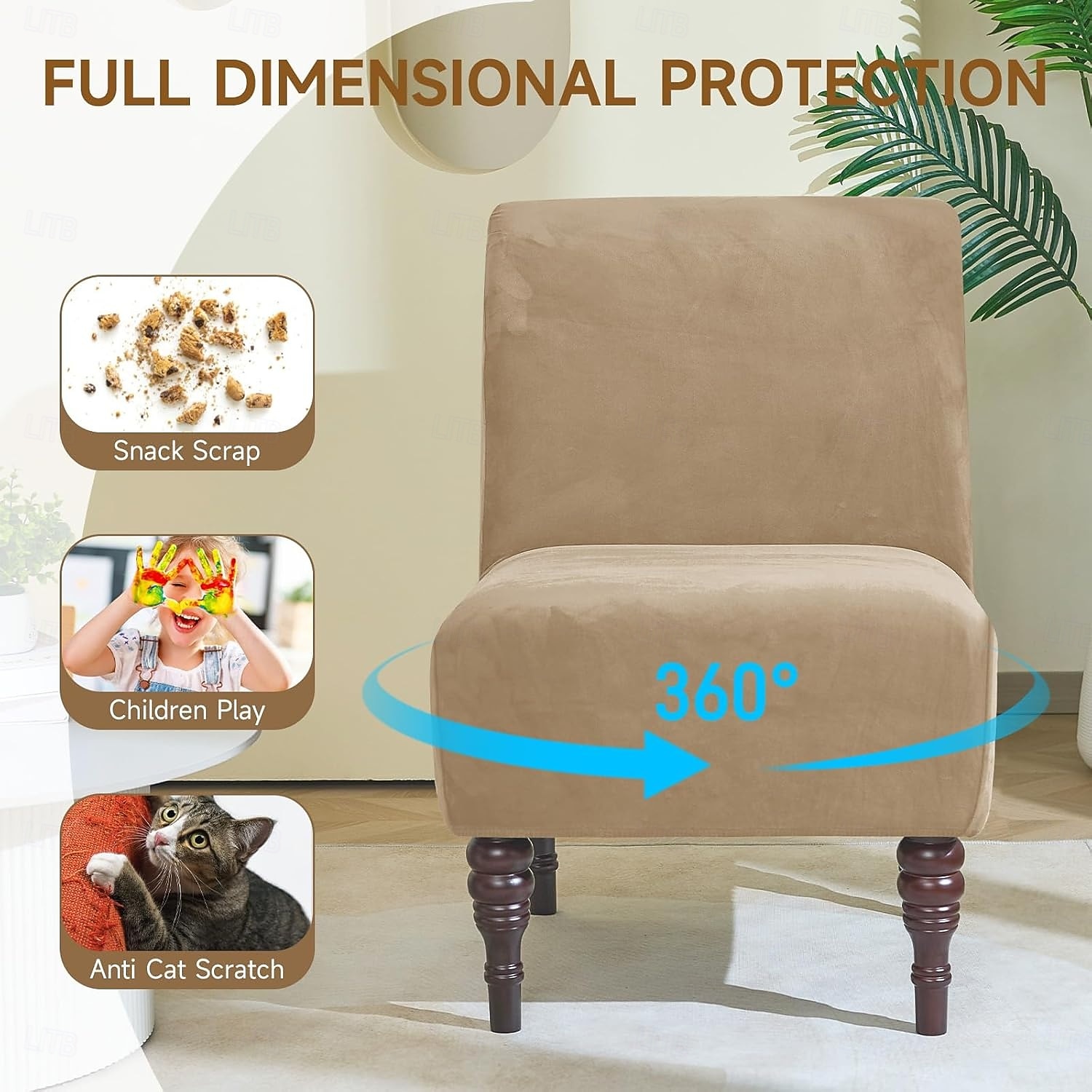 Velvet Armless Accent Chair Cover, Soft Stretch Accent Chair Slipcovers Without Arms Removable Armless Chair Furniture Protector Covers for Living Room/Dining Room/Hotel 2026 - $50.99 –P6