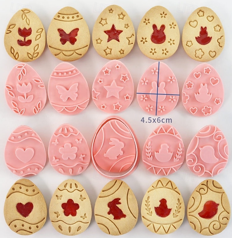 مجموعة قوالب تقطيع بسكويت عيد الفصح، ١٠ قطع من قوالب ضغط البسكويت، مجموعة قوالب تقطيع بسكويت بيض عيد الفصح مع مجموعة طوابع ضغط، أدوات مطبخ، طوابع بسكويت بلاستيكية 2026 - $9.99 –P9