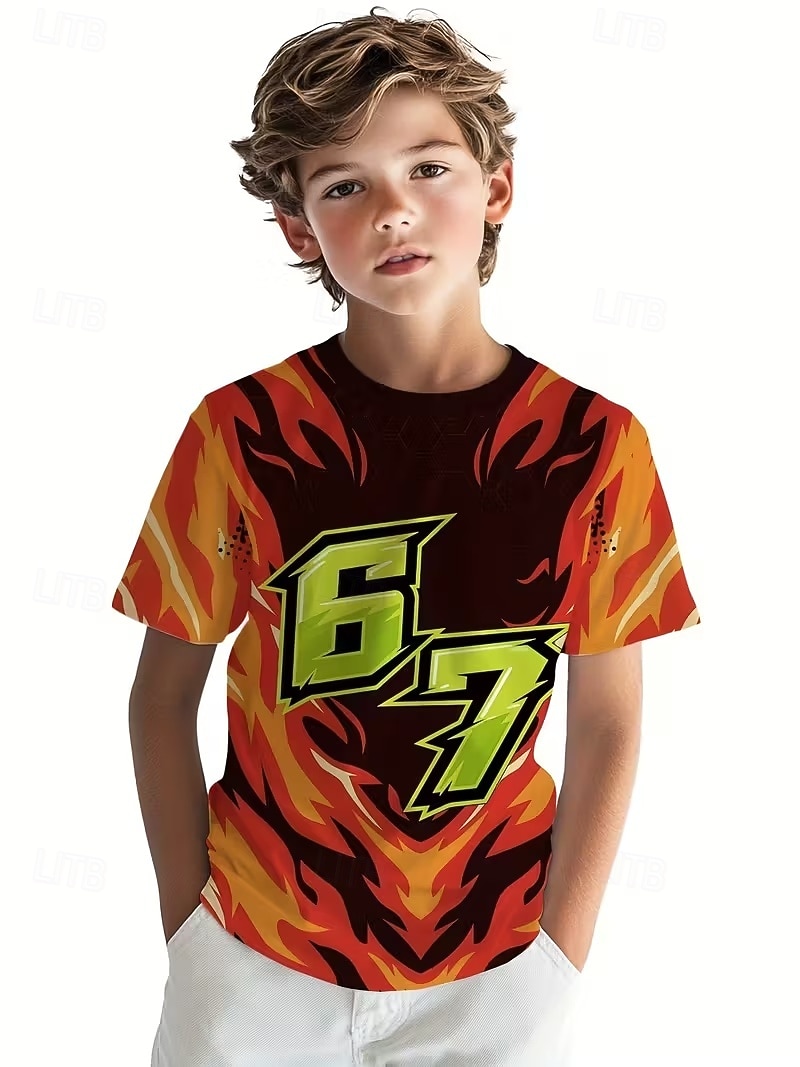 Chico 3D Graphic Jerga divertida 67 Camiseta Manga Corta Impresión 3D Verano Primavera Deportes Moda Ropa de calle Niños 4-12 años Cuello Barco Casual Diario Exterior Ajuste regular 2026 - $13.99 –P4