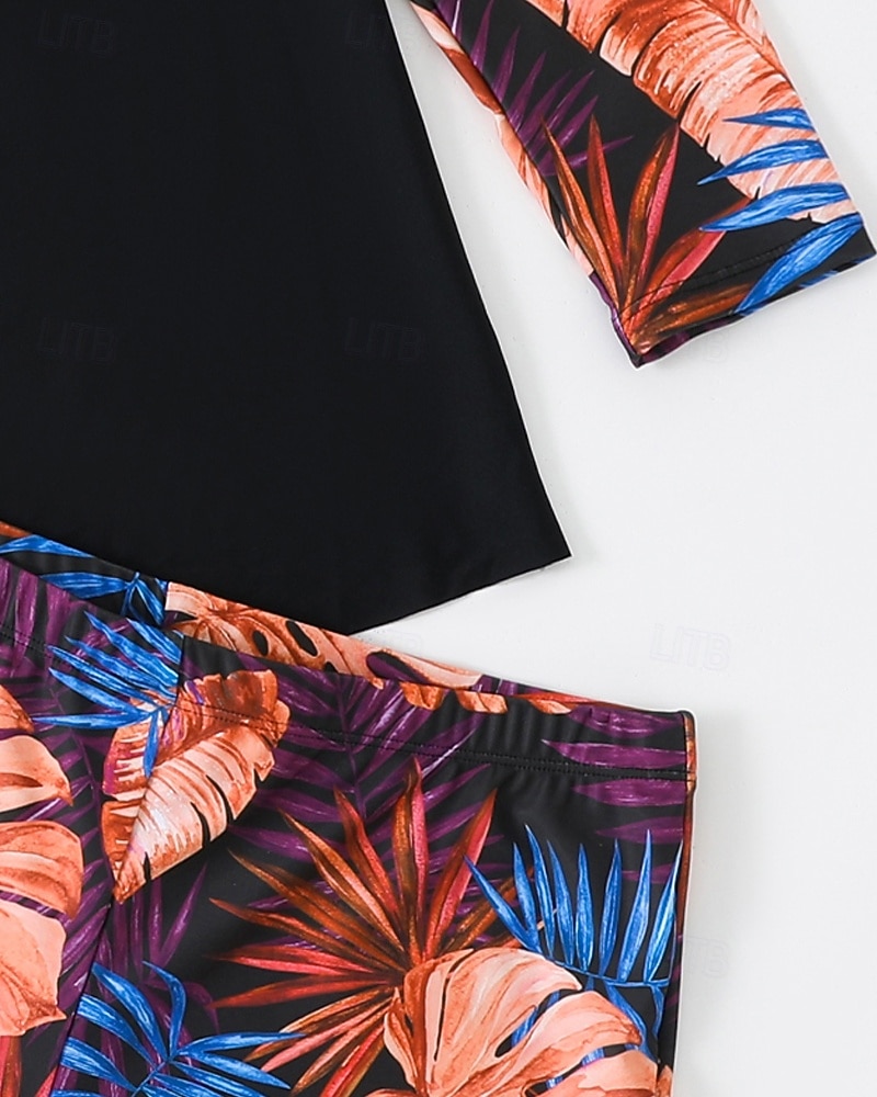 Γυναικεία Πρότυπο Προστατευτικά Σουίτες μπάνιου για μεγάλα μεγέθη Τανκίνι και μπικίνι για σέρφινγκ Τροπικό Προστασία UV Ελαστικό Μακρυμάνικο Μαγιό Μπολύζες Σέρφινγκ Καταδύσεις Κολύμβηση Καλοκαίρι 2026 - $30.99 –P6