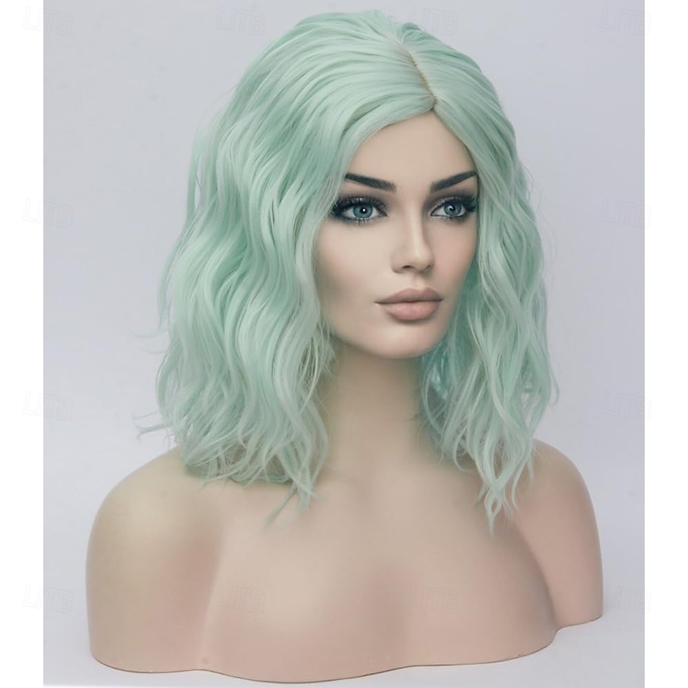 Perucas Verdes para Mulheres Curta Cacheada Bob Ondulada Meninas Verde Menta Colorida Ondulação Resistência ao Calor Fantasia Festa de 2026 por $24.99 –P4