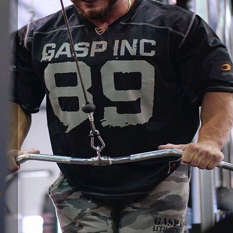 Férfi Szöveg Majica za trčanje Testhetzálló póló Nyár Tavasz Ősz Rövid ujjú Gyors szárítás Tömörítés Nedvességelvezető Edzőterem edzés Aktív képzés Gyakorlat Fekete sportruházat Sportruházat 2026 - $44.99 –P3