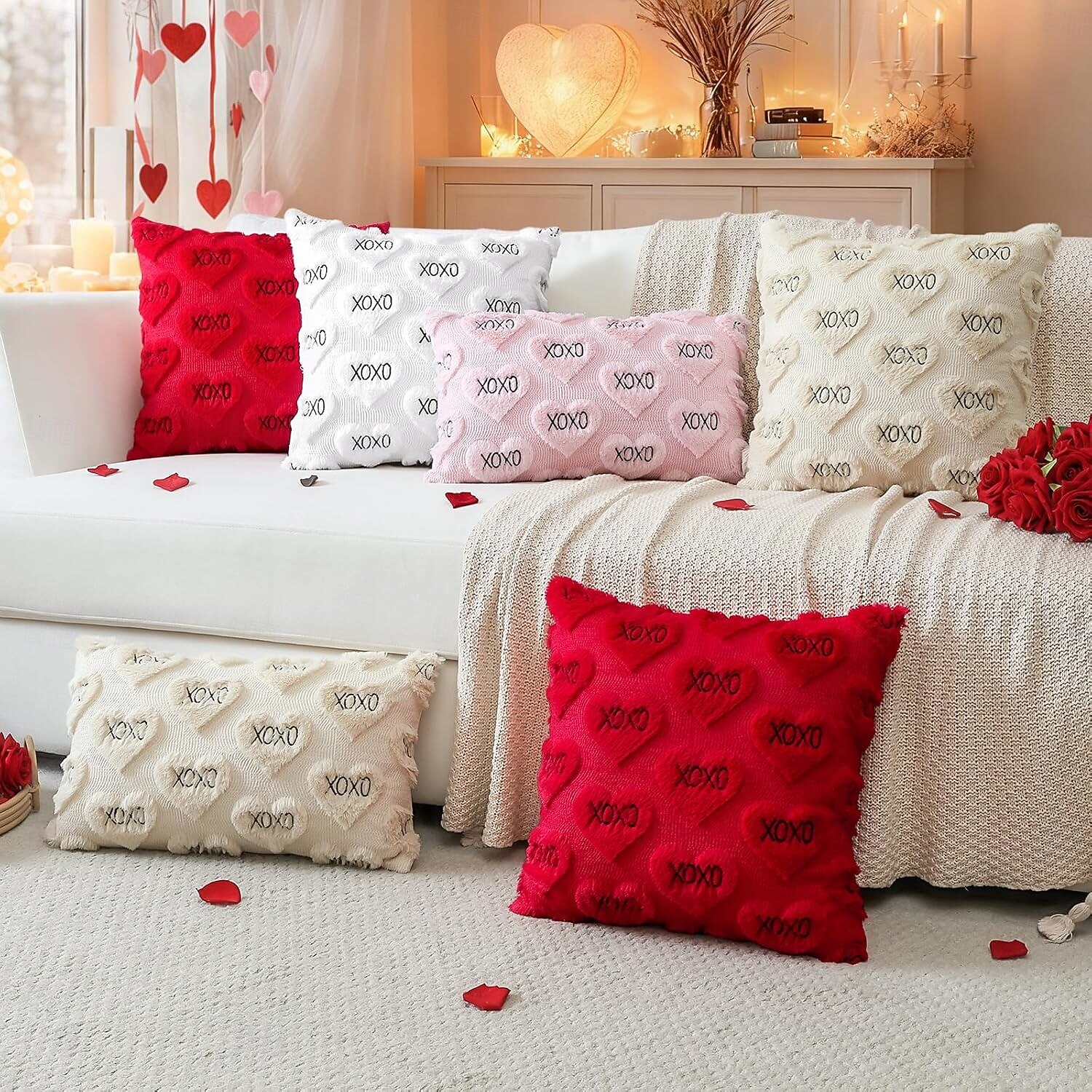 Valentines Pillow Covers 18x18 Set of 2 Decorative Love Heart XOXO Valentine's Day Throw Pillow Cases Soft Plush Faux Fur Couch Cushion Case for Holiday Sofa Bed Room Home Decor-Pink XOXO 2026 - $15.99 –P8