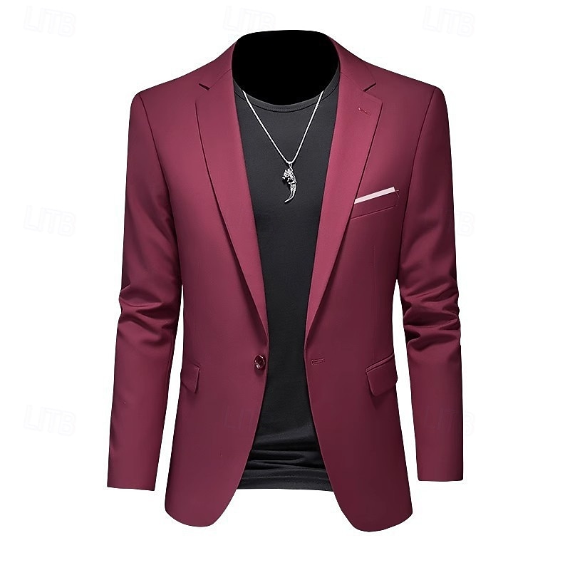 Bărbați Jachetă blazer Casual Zilnic În aer liber Elegant Modă Primăvară Toate Sezoanele POLY Culoare solidă minimalist Casul / Zilnic Un singur rând, un nasture Blazer Roz Deschis Kaki Deschis Negru 2026 - ₪185 –P6